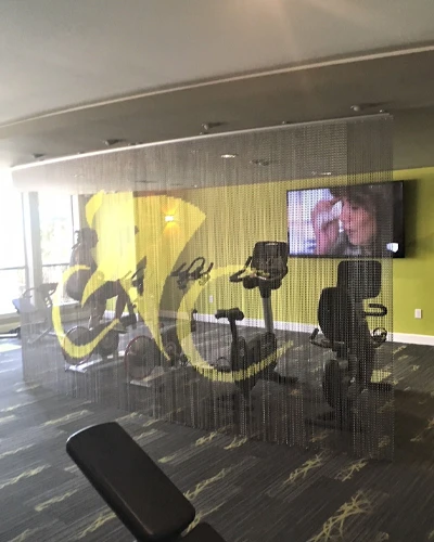 Anodized chain link curtain used in gym