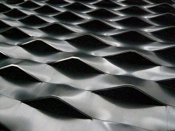 A expanded metal mesh made of stainless steel