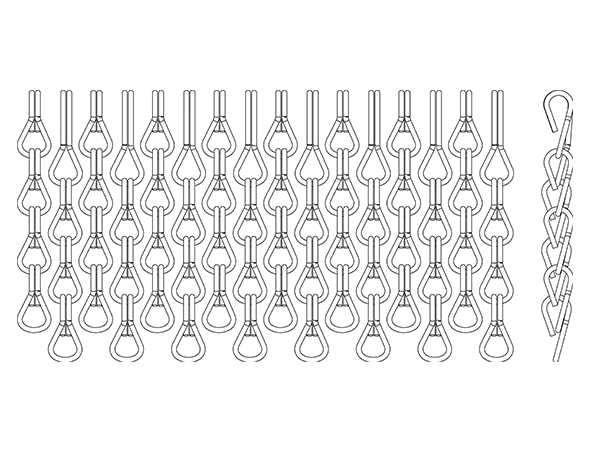 Front and side view of staggered chain arrangement